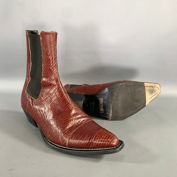 FROM THE FIRST Size 9 Brown Lizard Leather Chelsea Boots main image 6